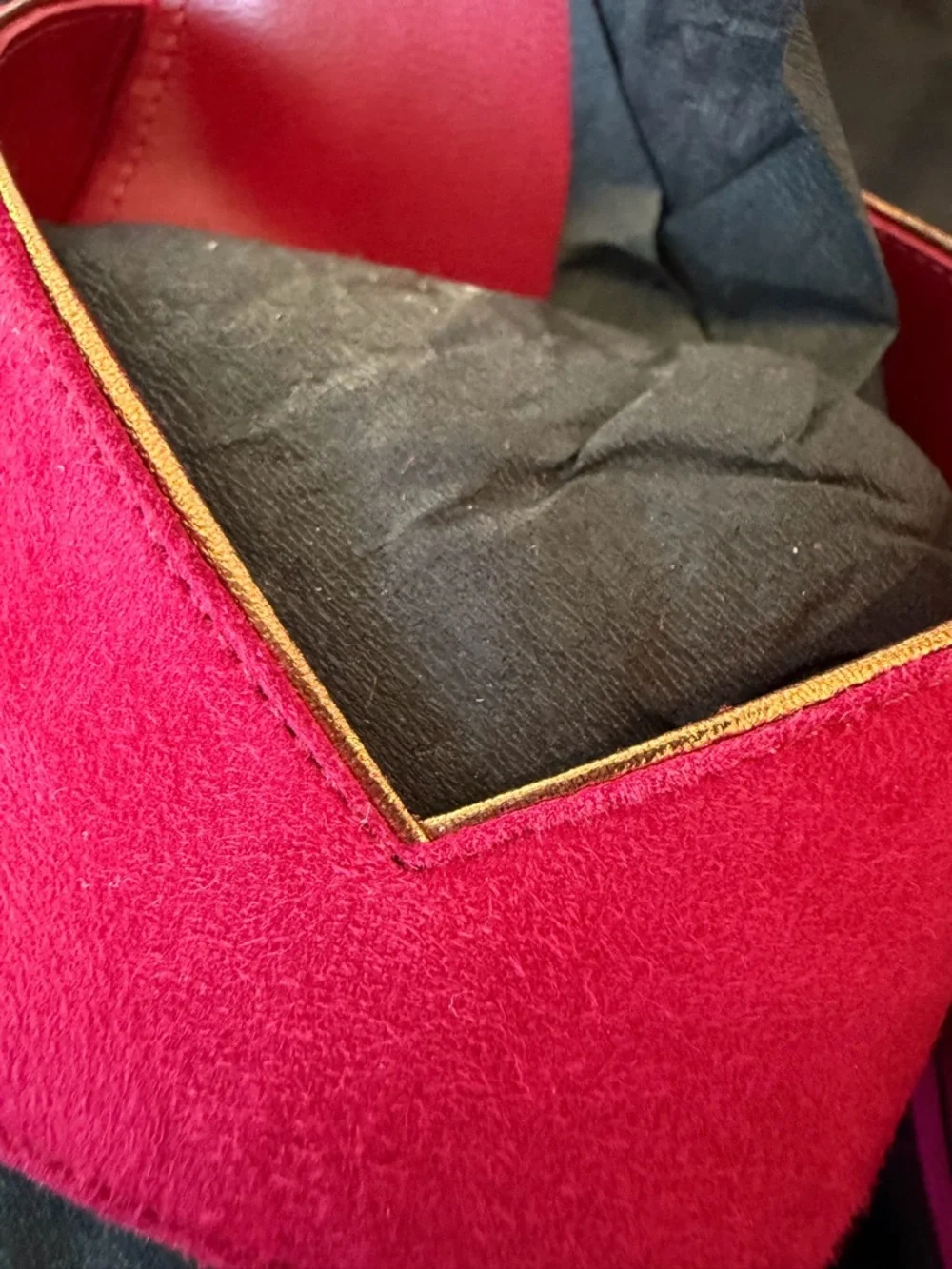 Saint Laurent Berry Red Suede Ankle-Strap Heels with Gold Trim - Picture 12 of 12